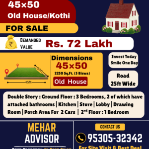 HOUSE FOR SALE AMAR COLONY SIRHIND SKU10290