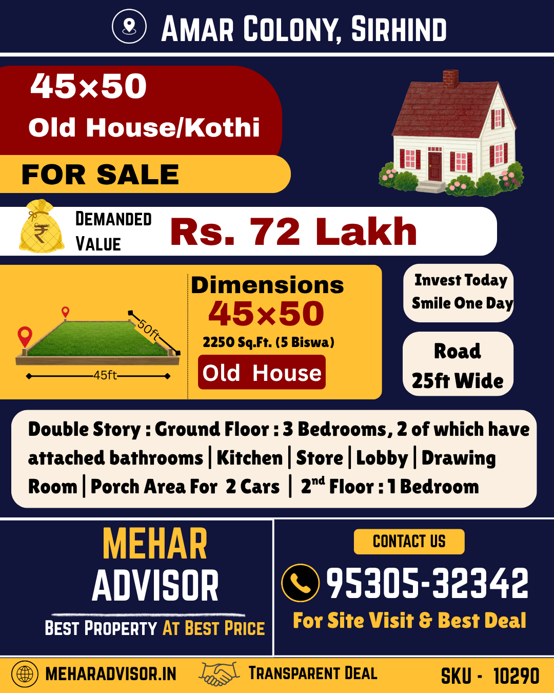 HOUSE FOR SALE AMAR COLONY SIRHIND SKU10290