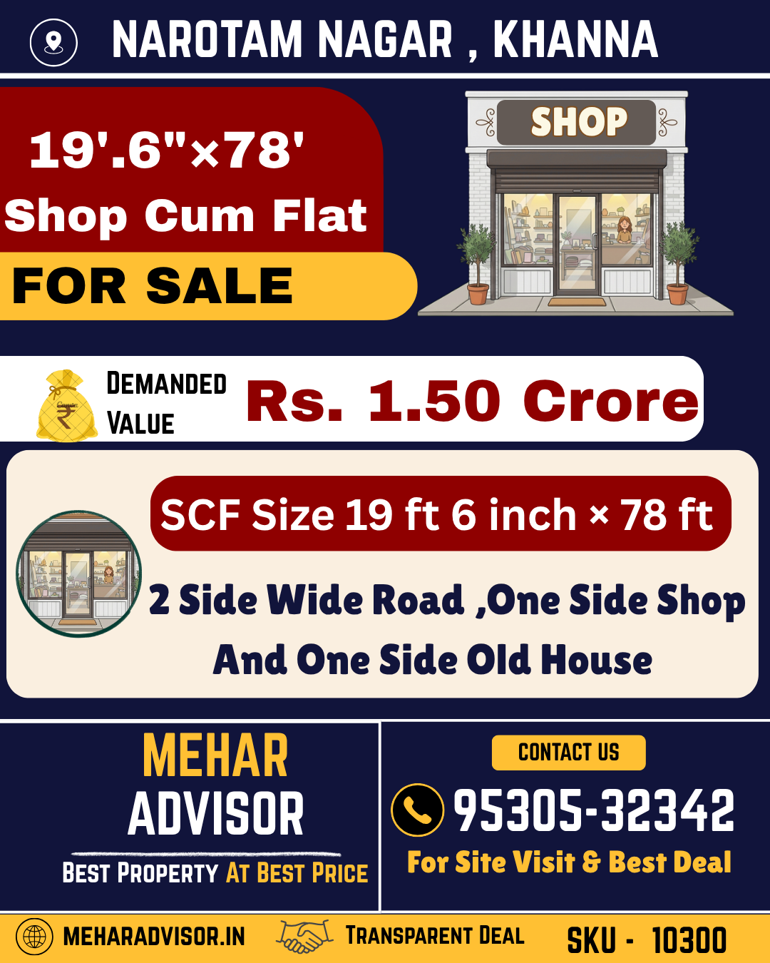 SHOP CUM FLAT FOR SALE NAROTAM NAGAR KHANNA SKU10300