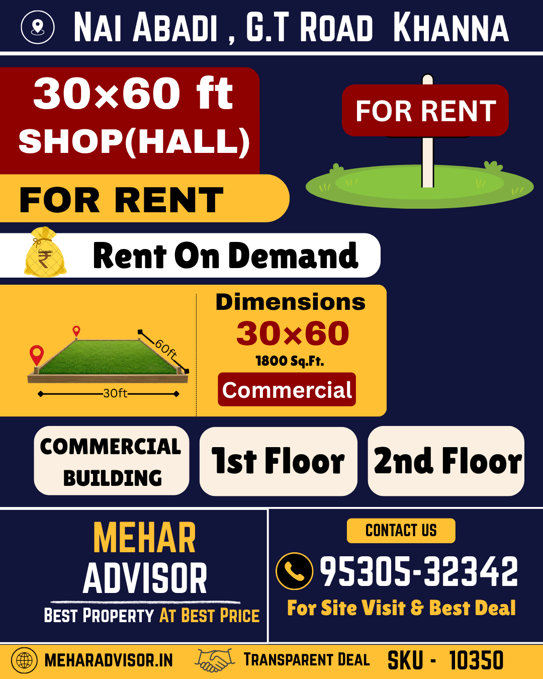 Shop(Hall) For Rent In Nai Abadi , G.T Road, Khanna SKU10350